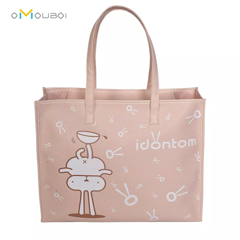 Custom Printed Large PU Shoulder Tote For Wholesale