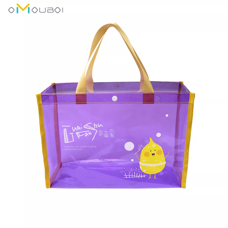 Bulk Clear PVC Beach Tote Bag With Snap Closure